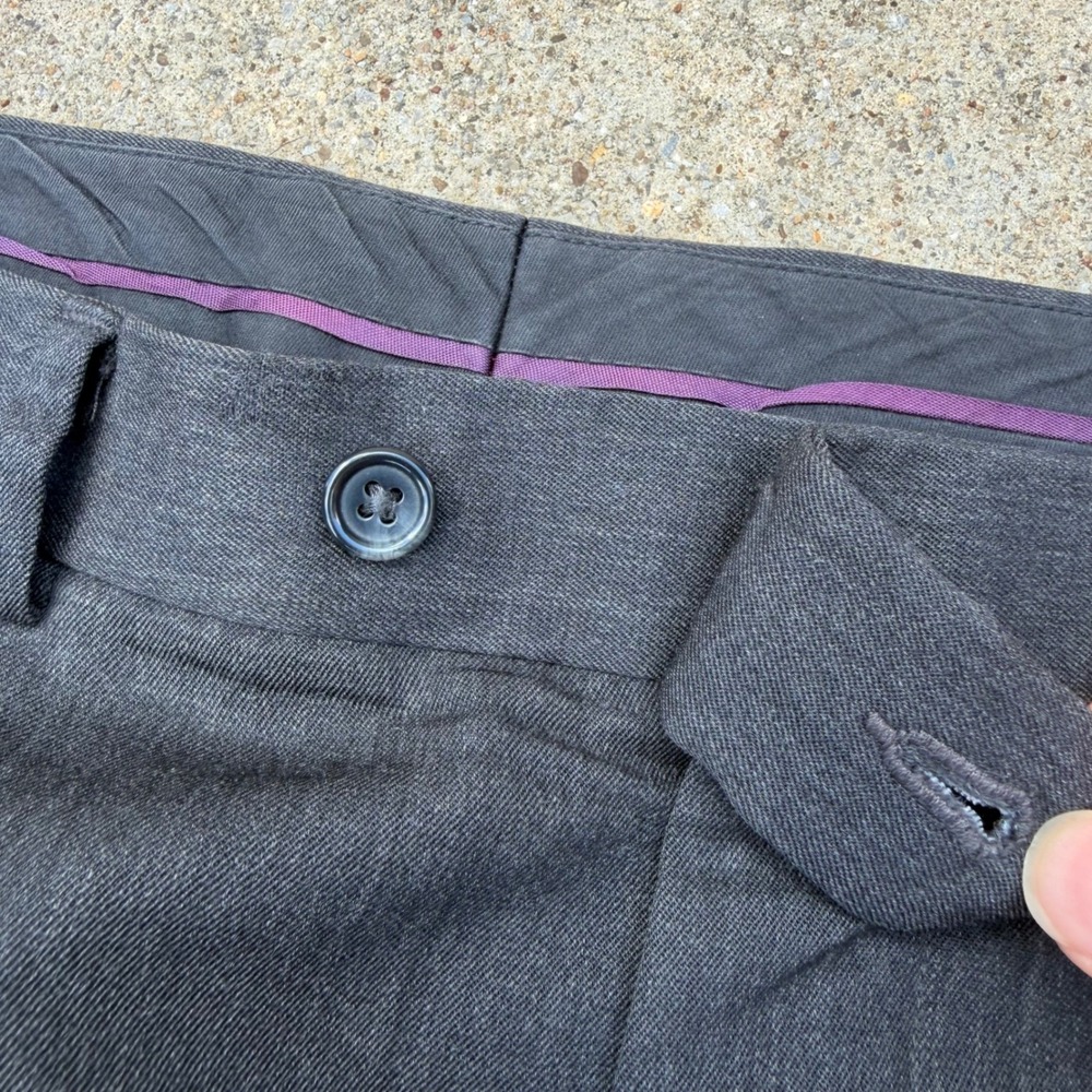 Brooks Brothers Dress Pants Mens 36 Charcoal Grey Pleated Cuffed Wool Trousers - Picture 10 of 16